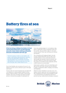 Battery Fires At Sea